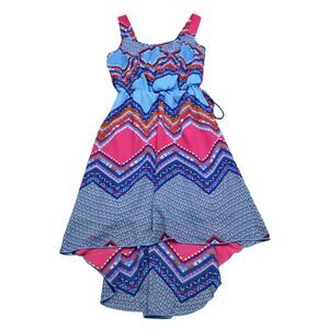 Paper Doll Dress Womens 10 Multicolor Sleeveless Square Neck Batik High Low Hem